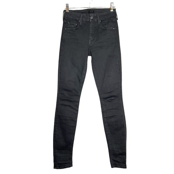 MOTHER The Looker Skinny Jeans SIZE 24 x 30 Not Guilty Black Stretch Denim USA - Picture 1 of 10